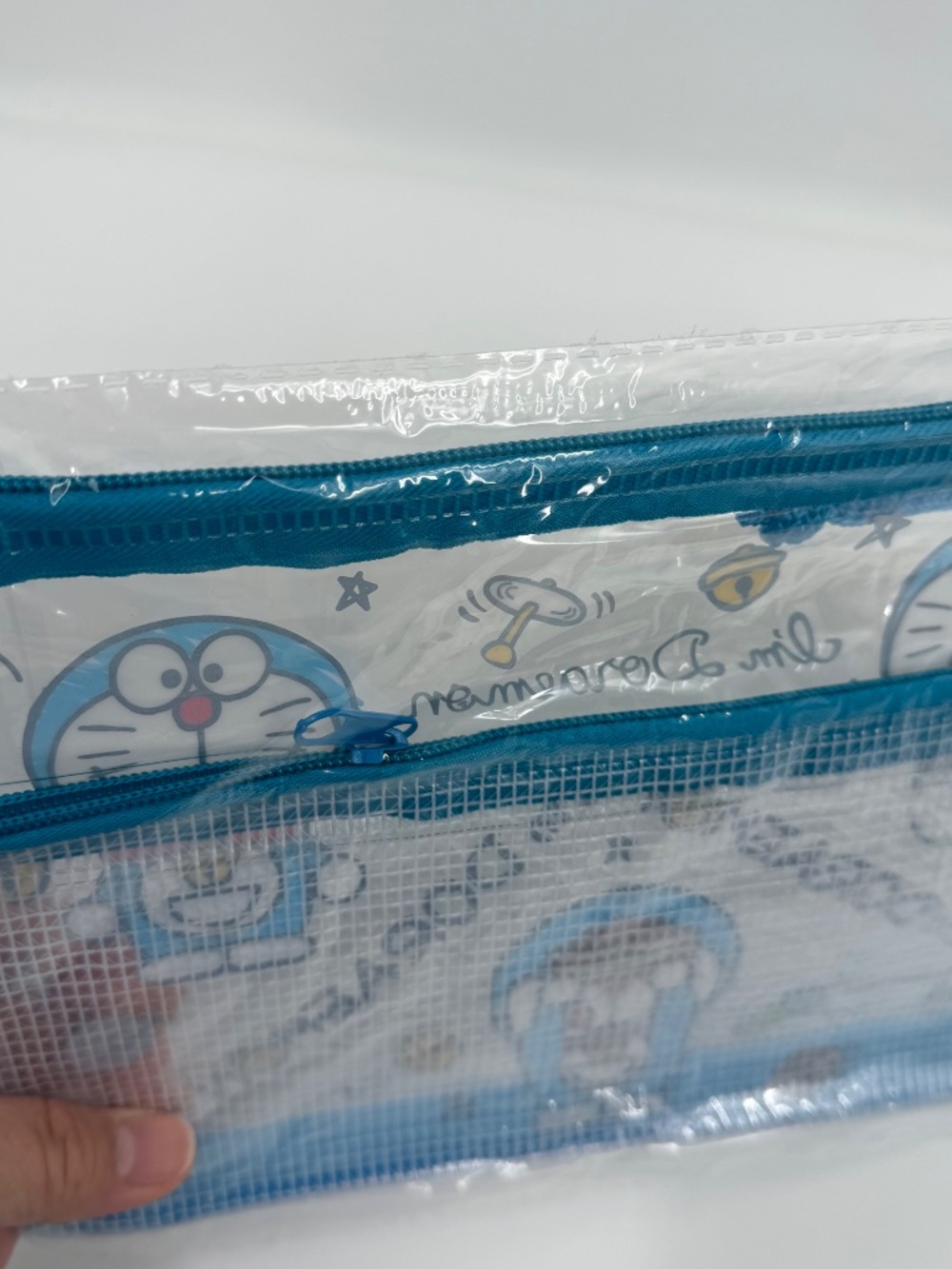Doraemon PVC Mesh Pouch NEW Bag Zipper Medium Blue Clear - Picture 5 of 9
